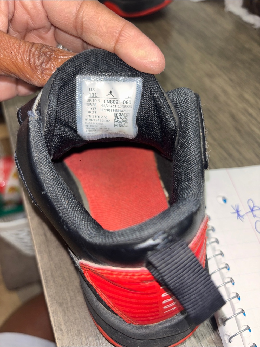 Nike Kids Black and Red Jordan Sneakers - Picture 3 of 7